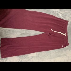 PINK Sweatpants: Burgundy Open Bottoms